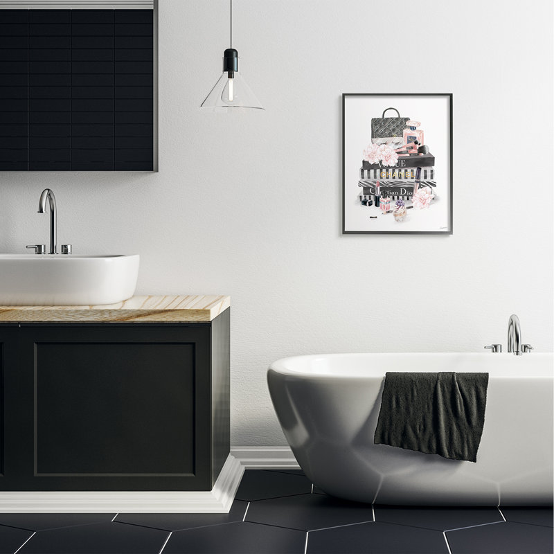 Pile à livres Daily Glam, Giclée encadrée noir minuit, H 30 po x l 24 po