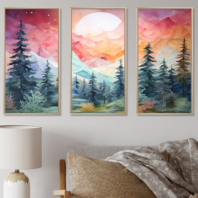 Aquarelle, aurores boréales II - ensemble d'art mural sur toile Northern Lights