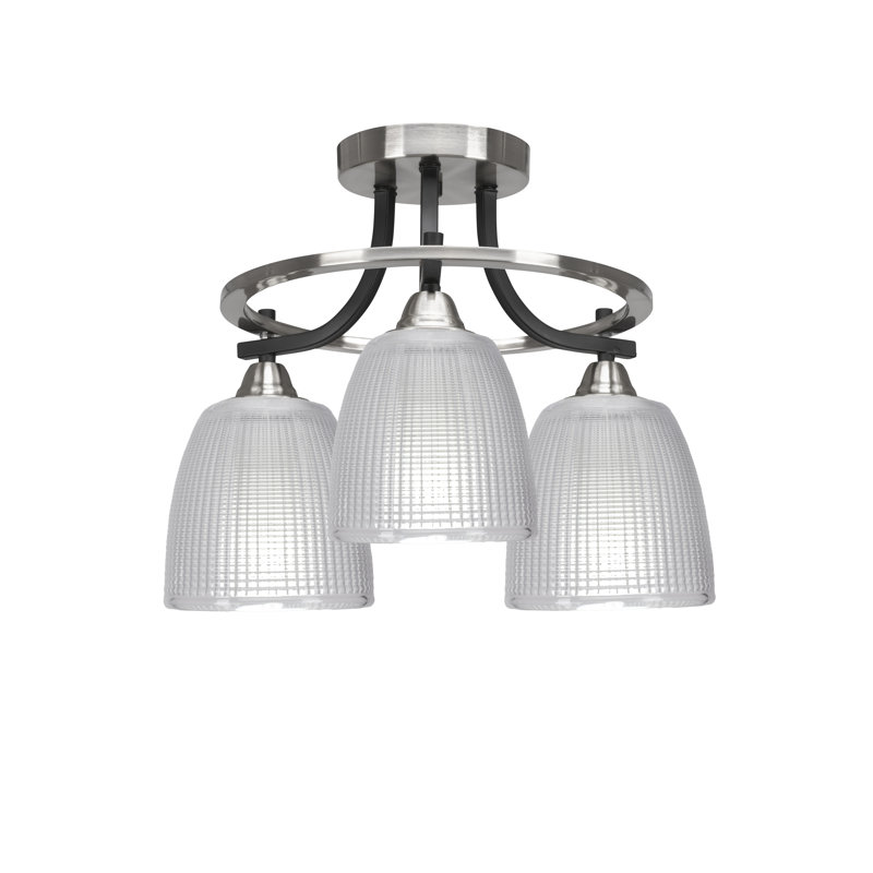 Plafonnier semi-encastré 3 lumières Baranof Paramount, Noir mat / argent