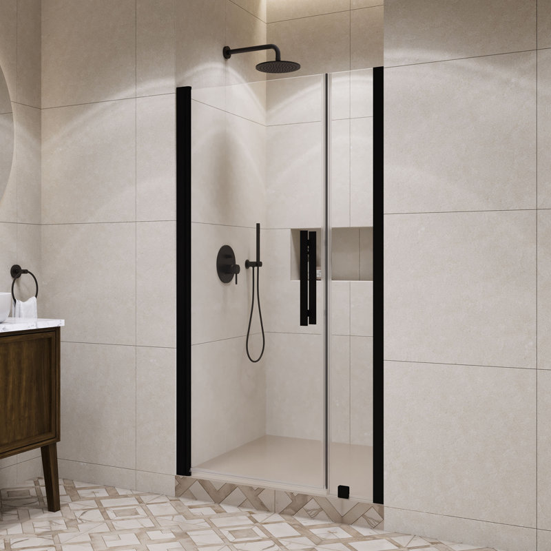 Pavillon de jardin 42 po Pasadena H Porte de douche pivotante sans cadre - noir, Noir