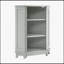 Armoire de salle de bain triangulaire polyvalente grise avec tablettes réglables pour un rangement optimal