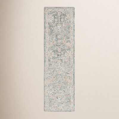 Teal Green Hand-Tufted Wool Oriental Rug