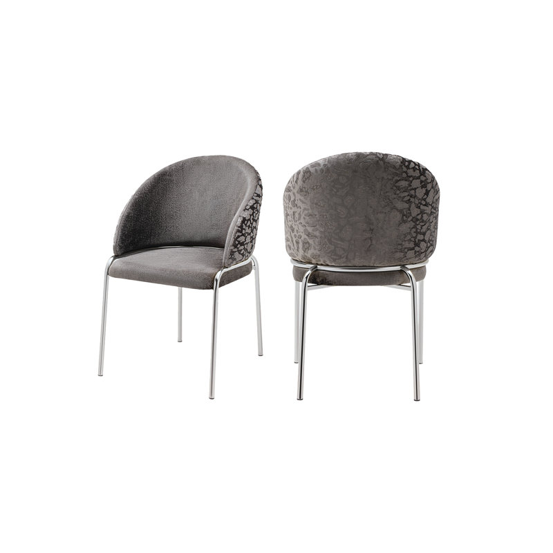 Onyx Velvet Side Chair, Stainless Steel, Dark Gray