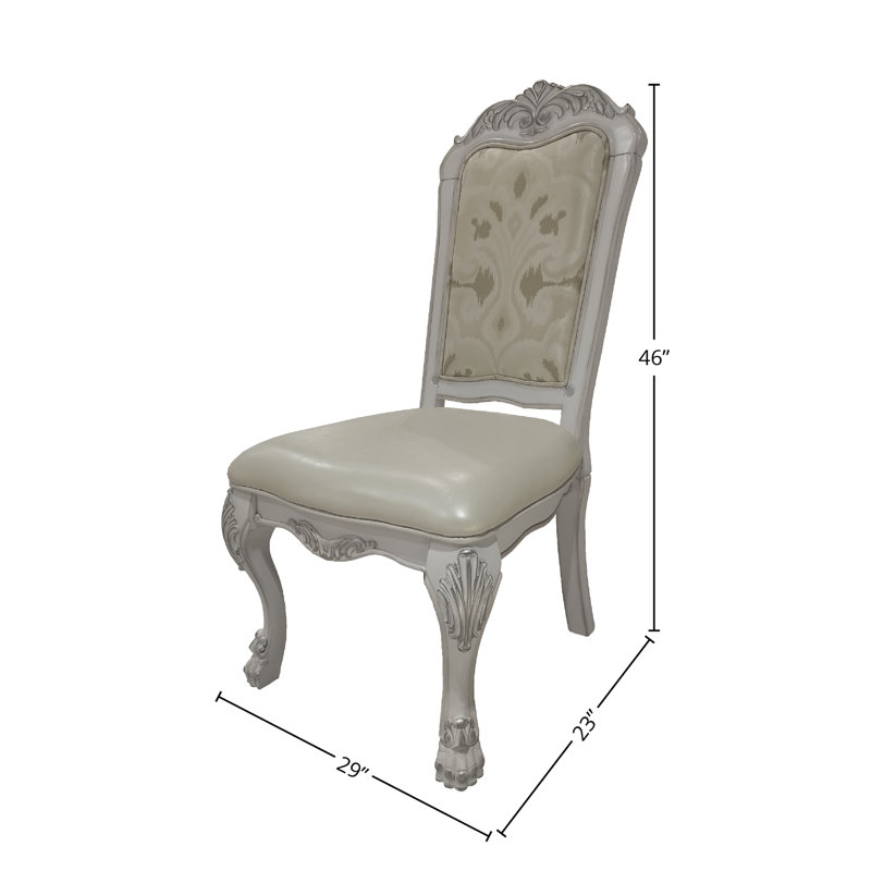 Ensemble de 2 chaises d'appoint Dresden en cuir synthétique, tissu et finition blanc os