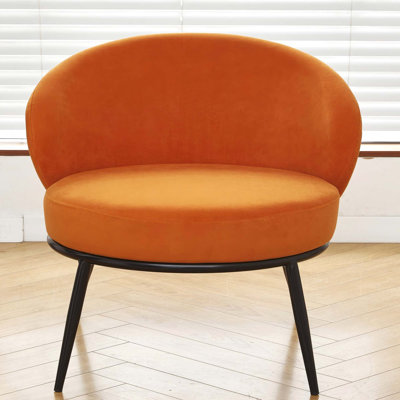 Chaise d'appoint Mid-Century moderne en velours avec pieds en métal élégants