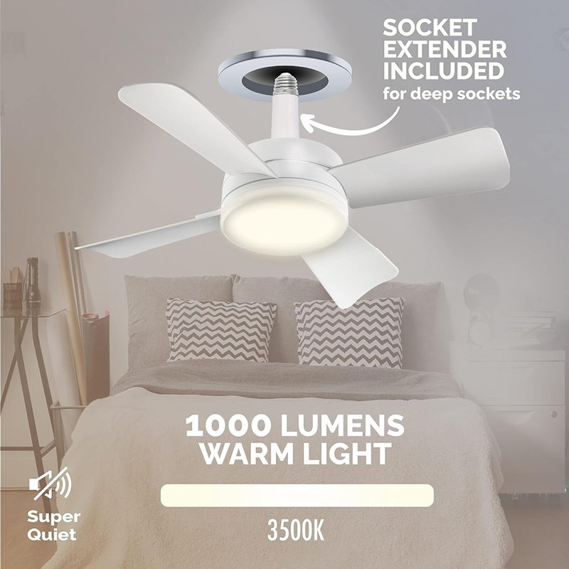 Socket Fan Light With Remote, Portable...