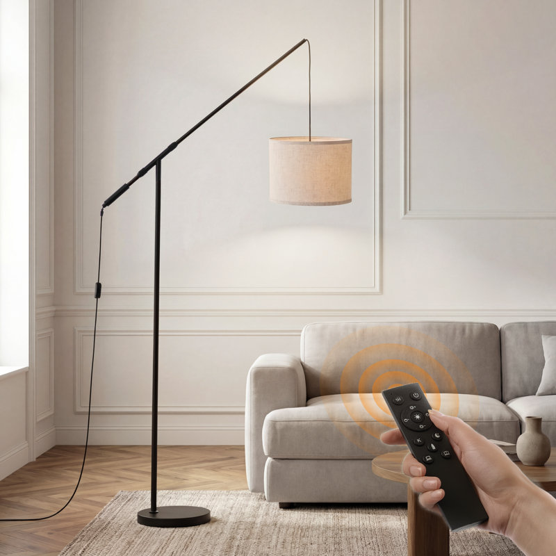 Lampe sur pied 80 po à hauteur réglable, Noir, Beige