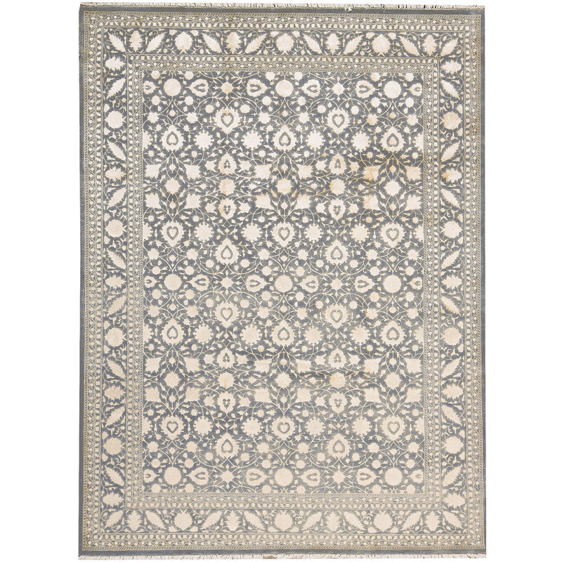 Tapis gris noué à la main de haute qualité