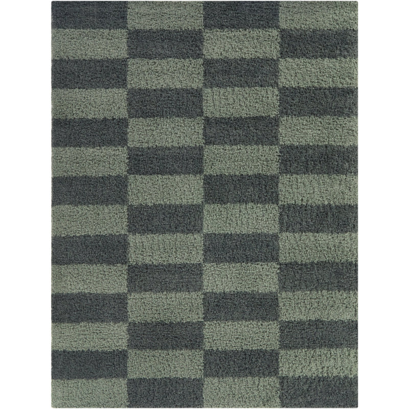 Dixon Green Checkered Shag Area Rug, Rectangle 7'10" x 10'