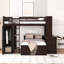 Lit mezzanine double avec lit simple autoportant, tablettes, bureau et garde-robe-85845243