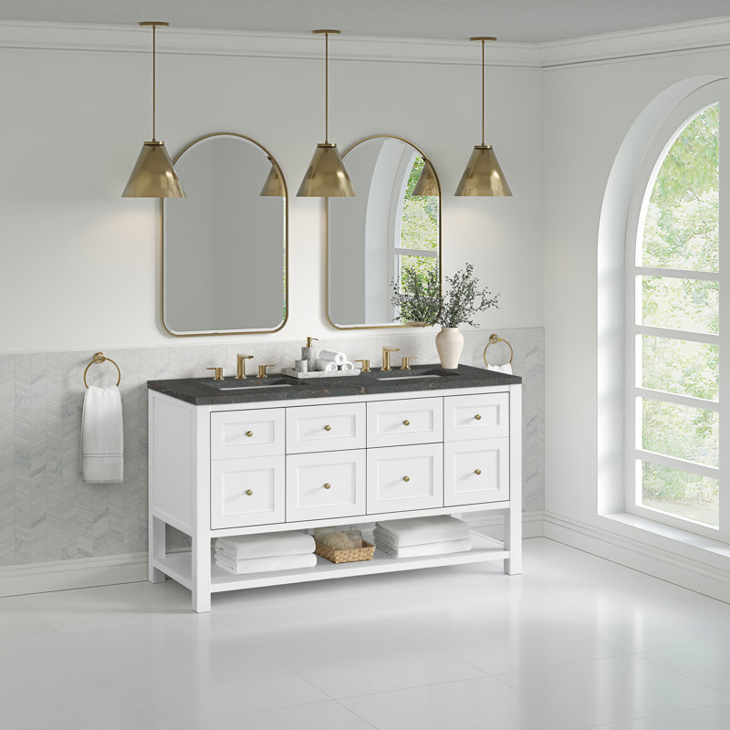 Breckenridge 60'' W Double Vanity, Bright White, Parisien Bleu, Widespread