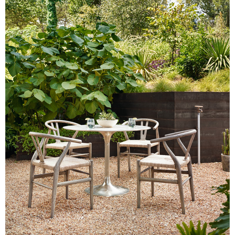 Simone Outdoor Round Bistro Table, Raw Antique Nickel