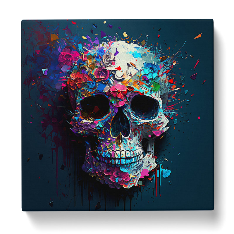 Sugar Skull Palette Knife Painting - Wrapped Canvas, 50cm H x 50cm W x 3cm D