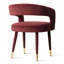 Chaise de salle à manger rembourrée en velours avec pieds dorés-867411225