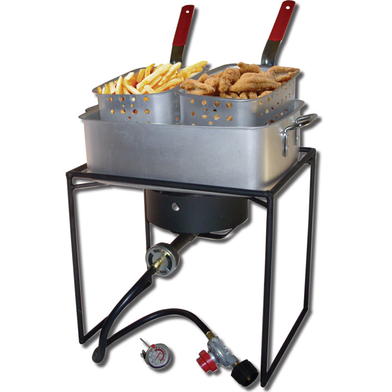 King Kooker 16-Inch Black Aluminum Dual Basket Gas Fryer