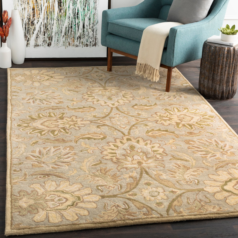 Tapis beige en laine touffeté à la main Arden, Rectangle 5 pi x 8 pi