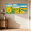 Ensemble de 3 impressions sur toile, "Tournesols sous un ciel bleu"-377434740