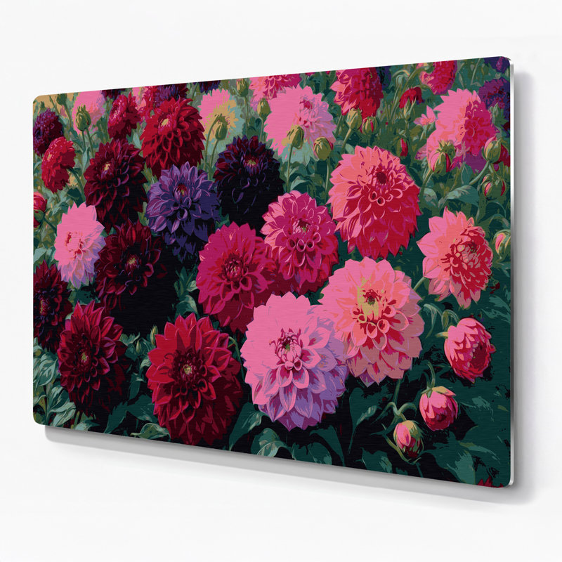 Art mural en métal Botanical Dahlias, H 8 po x l 10 po