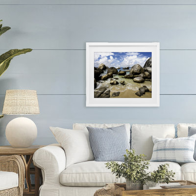 The Baths Rocky Coastline Framed Print Under Glass, design by Seven Trees Design