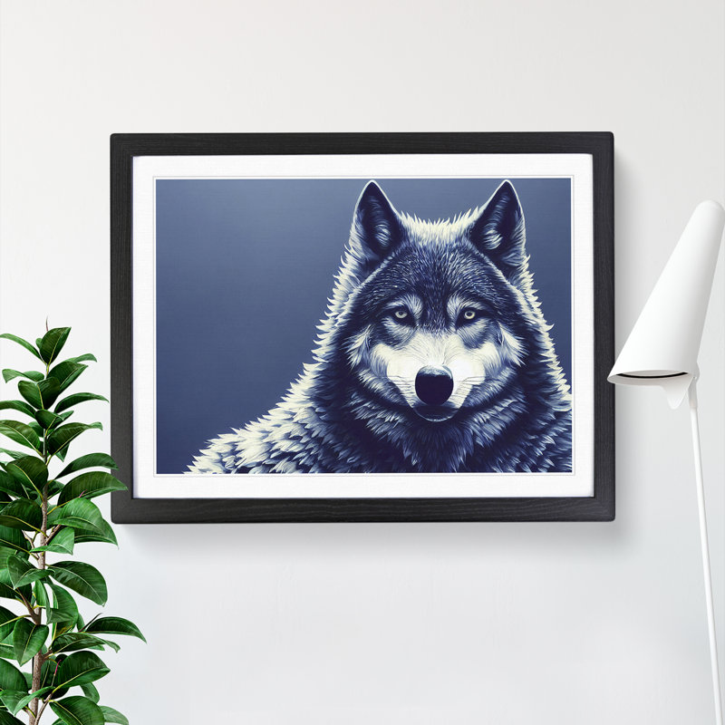 XH1022-10276X Wolf Portrait Vol.6 - Single Picture Frame Print, 46cm H x 64cm W, Black
