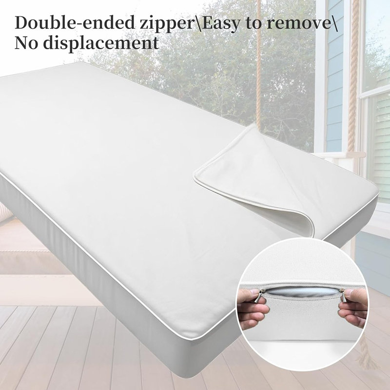Outdoor Patio Daybed Cushion Covers With Zipper, Fitted Slipcover For Twin Size Porch Swing Bed Mattress, Waterproof Protective Cover For Outdoor Use