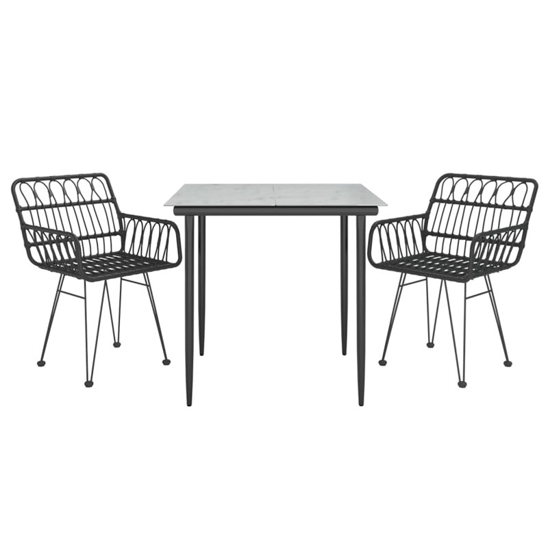 Ballosh Patio Dining Set with Square Table, Black, 2