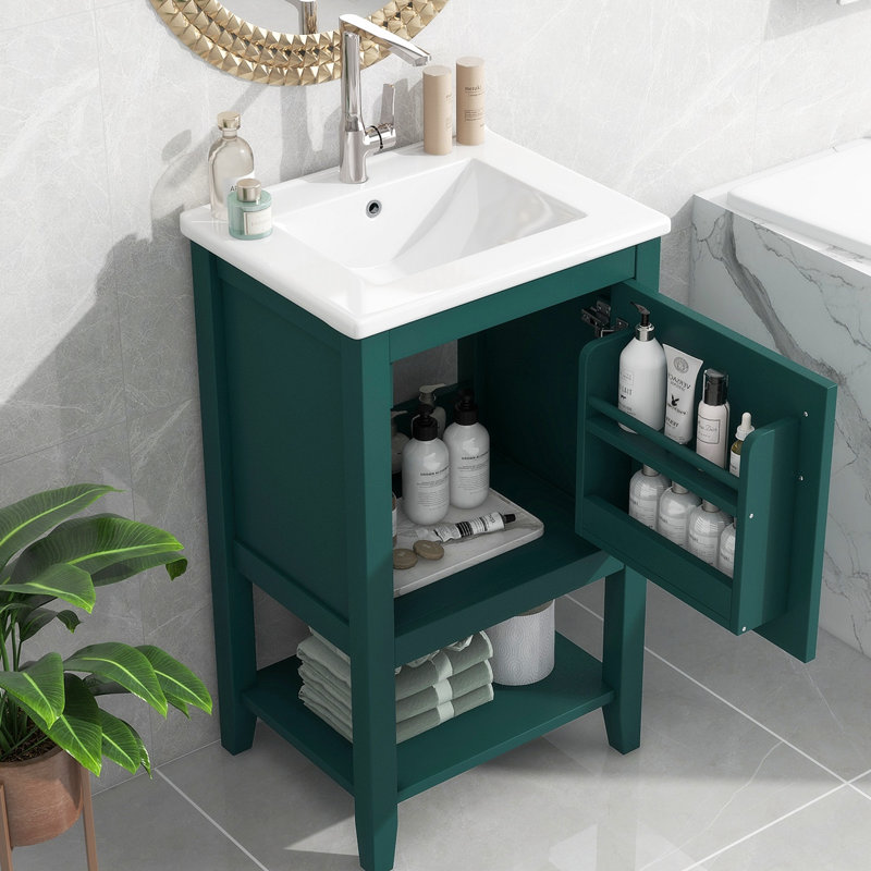 Etheria 20.09 " W Freestanding Standard Free Standing Single Double Single Vanity Bathroom Vanity With Ceramic Top