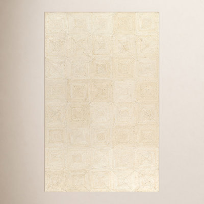 Mykonos Ivory Hand-Woven Geometric Jute Rug