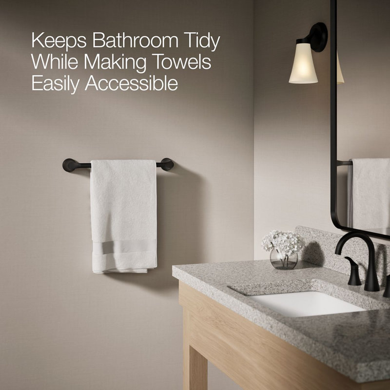 Simplice Towel Bar, Matte Black, 18"W