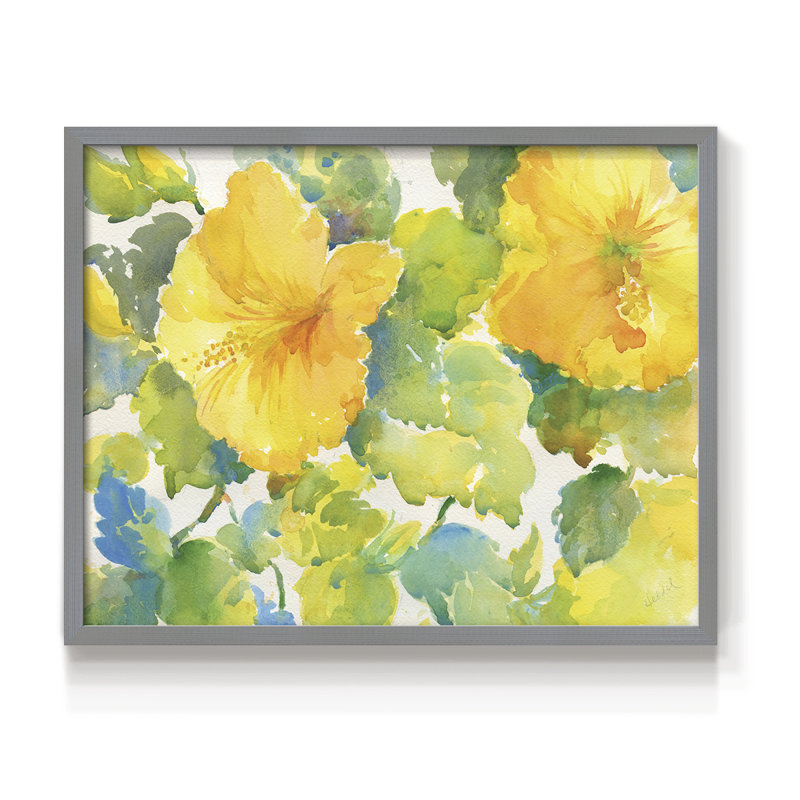 Citrus Hibiscus -Framed Print - Restickable, Gris, H 22 po x l 28 po