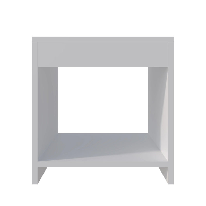 Nightstand With Open Storage - Modern Bedroom Nightstand With Storage Drawers | Stylish Furniture Organizer, White