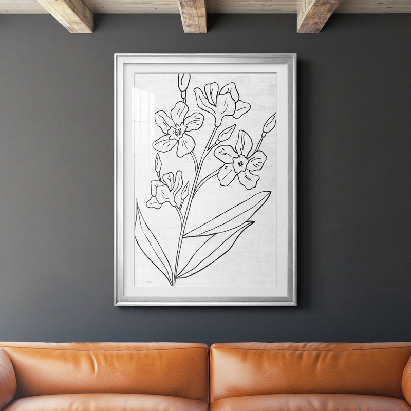Botanical S croquis I, reproduction encadrée de qualité supérieure - prête à être accrochée, Cadre argenté