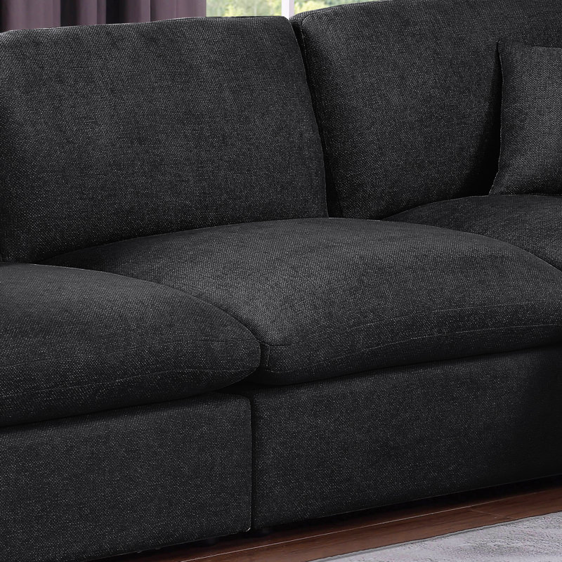 Canapé modulaire réversible en coin Shariff, Mélange de polyester noir