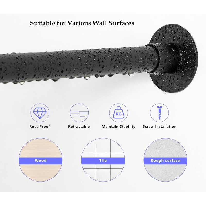 L-Shaped Drill / Screw Shower Curtain Pole