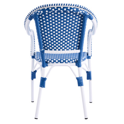 Chaises de bistro d'extérieur, chaises de patio avec cadre en aluminium, fauteuils en rotin PP résistant aux intempéries pour porche, jardin, cour, café, ensemble de 2
