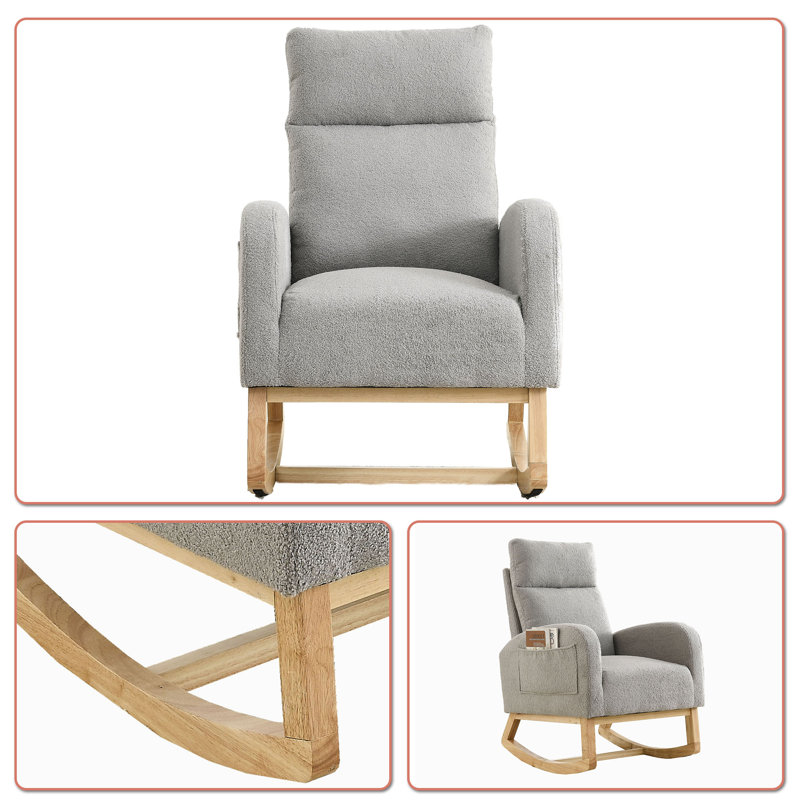 Chaise berçante rembourrée Jhonnie, gris