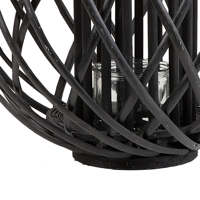 Wood Floor Lantern, Black