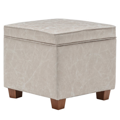 17.5" Square Storage Ottoman With Lift-Off Lid Wooden Legs For Living Room/Bedroom/Entryway