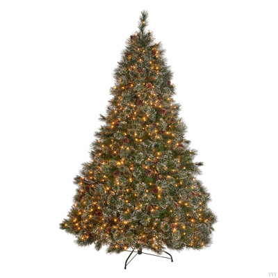 Cachemire et arbre à poils mélangés avec 105 pommes de pin et 1 200 lumières claires - UL, 2317 pointes, diamètre: 69