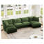 Canapé modulaire en U vert à motif de chenille vert, canapé modulaire à assise profonde avec bords français et coussins surdimensionnés pour le salon
