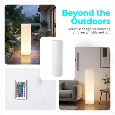 Remote-controlled Color-changing Led Outdoor Floor Lamp - Cylinder Design