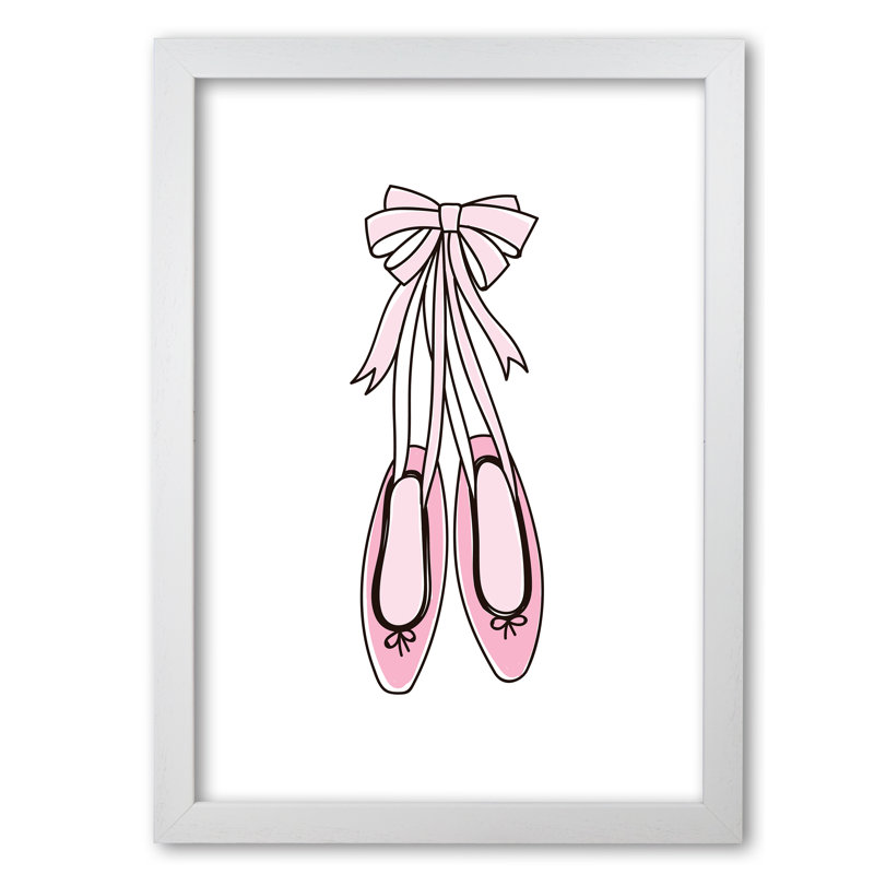 Ballerina Shoes - Painting, 42 cm H x 30 cm W x 5 cm D, White Grain Frame