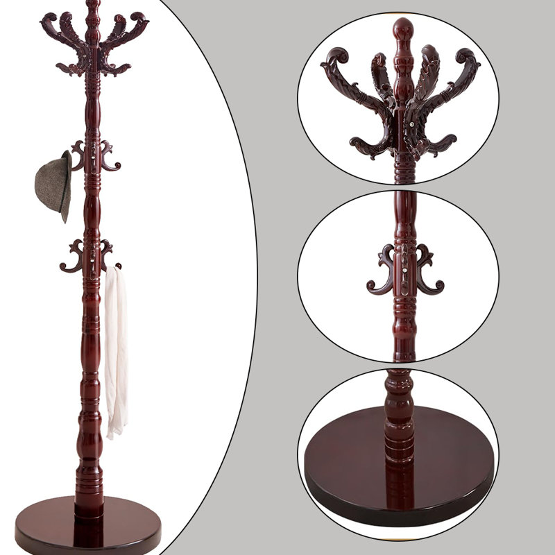 Coat Rack Freestanding With 14 Sturdy Hooks