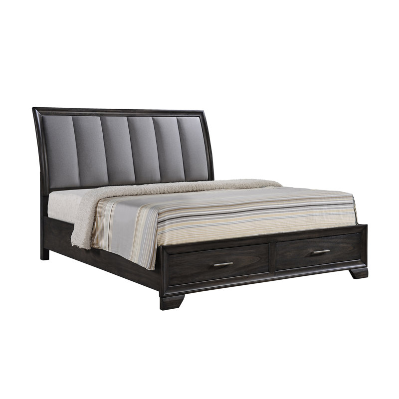 Lit plateforme avec rangement 1pc, gris, Très grand lit