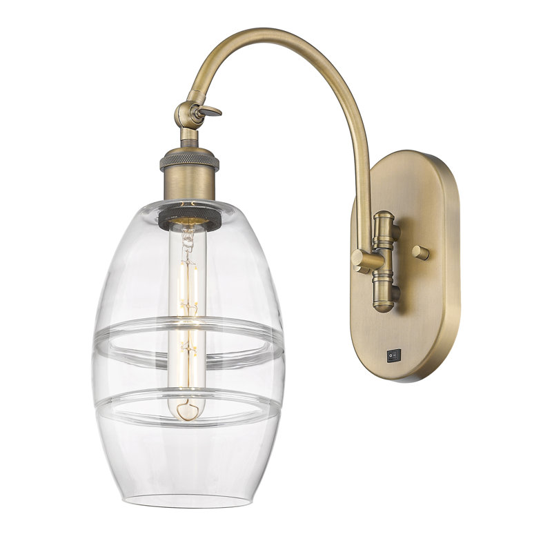 Dundrod Steel Armed Sconce, Clear, Brushed Brass