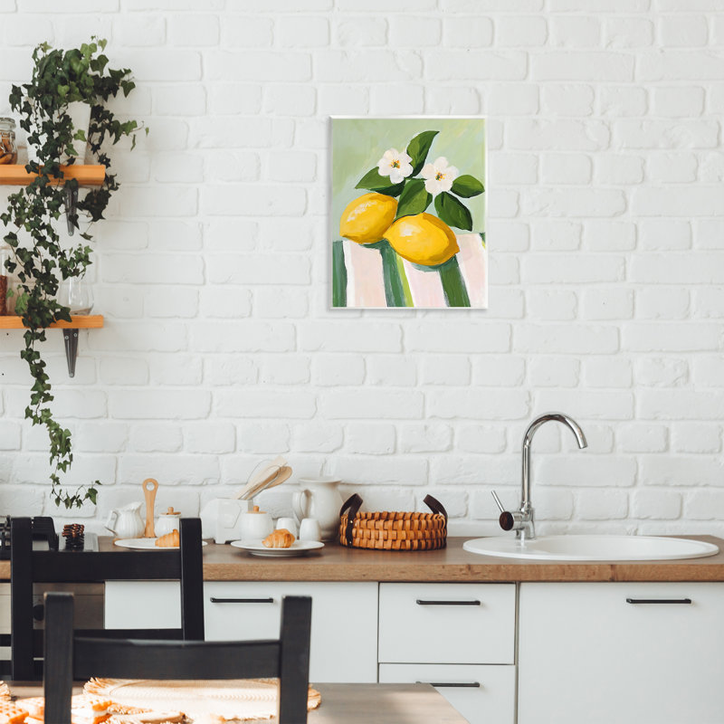Citrons et marguerites sur nappe murale, design par The Prints Vibe