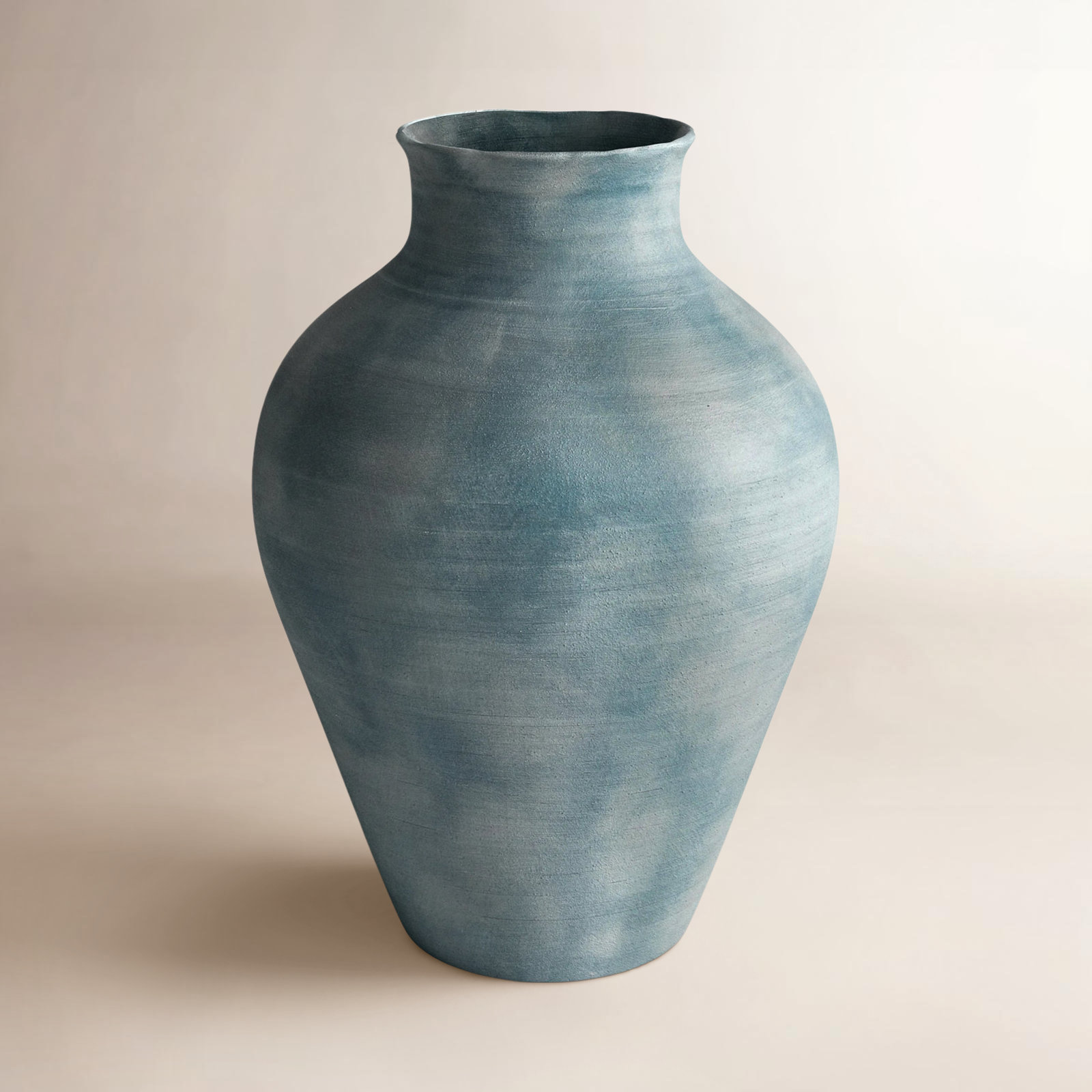 Ambretta Handmade Terracotta Table Vase, 16.75" H x 12" W x 12" D, Blue