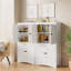 Armoire de cuisine de 43,3 po de hauteur avec tablettes réglables et tablette à micro-ondes, grande armoire de rangement pour la salle à manger et le salon-874114331