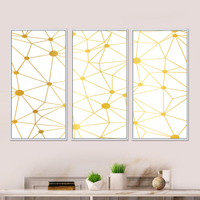 Golden Grid I - 3 pièces, reproduction sur toile encadrée