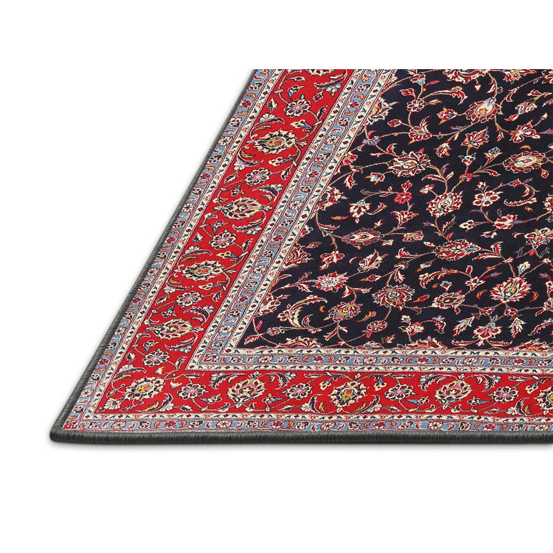Tapis rouge/beige/noir traditionnel Holmestrand, Rectangle 7 pi x 9 pi
